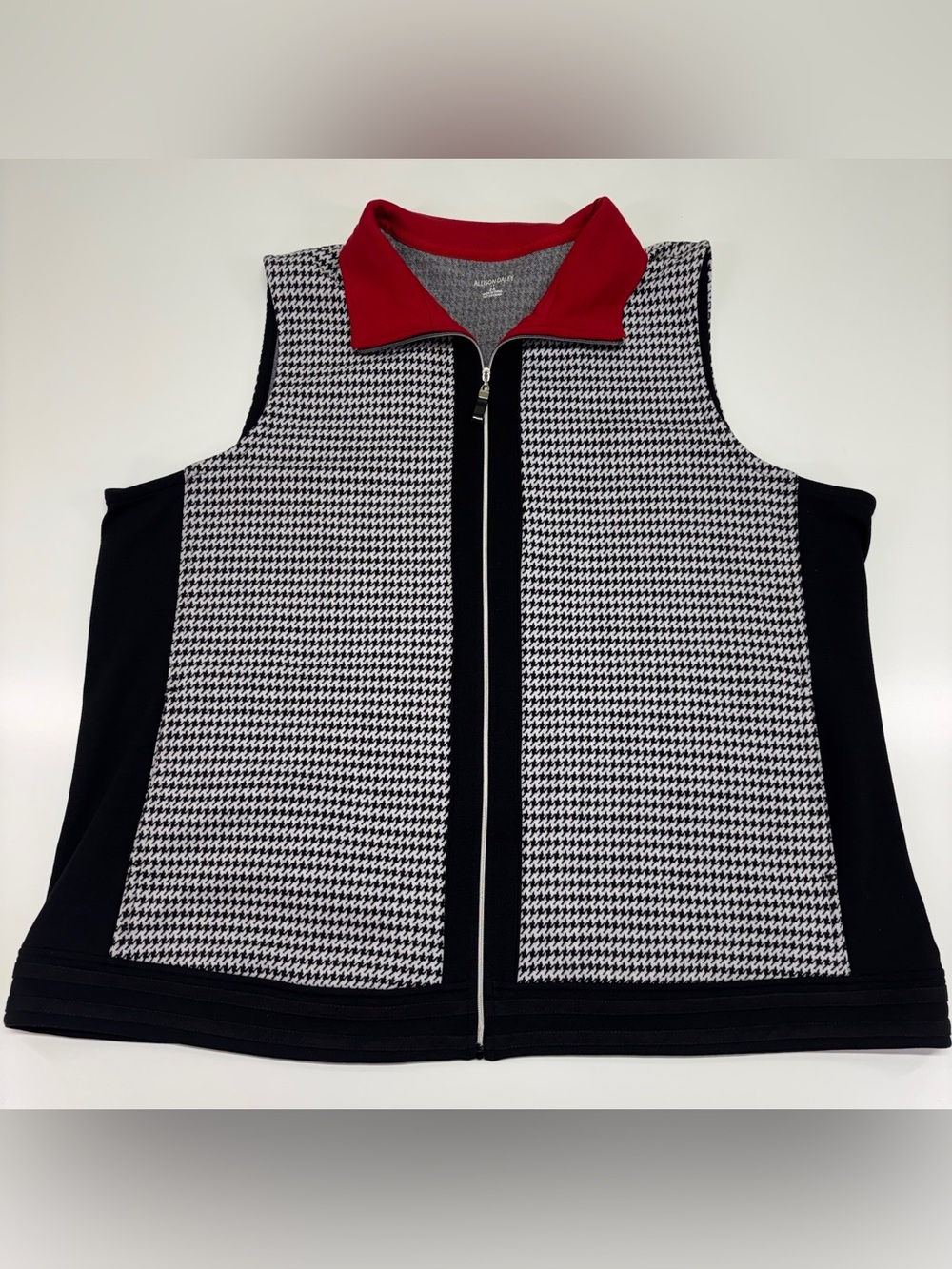 Allison Daley 2X Houndstooth Zip Vest Golf Preppy Classic Plus Size